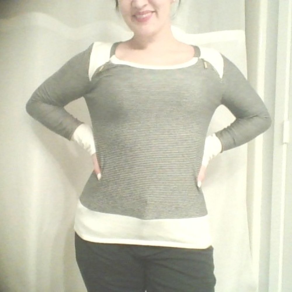 Ivanka Trump Pin strip zipper top
